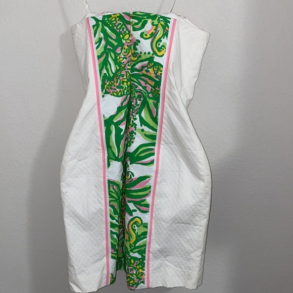 Lily Pulitzer Resort White Seeing Pink Elephants Strapless Dress -NWT - Picture 6 of 7